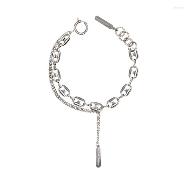 

Charm Bracelets Pig Nose Chain Tassel Exaggerated Double Short Necklace Female Choker Clavicle Bracelet