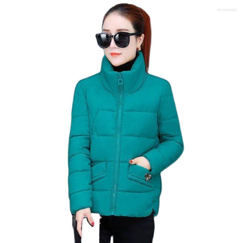 

Women's Trench Coats 2022 Autumn Winter Ladies Short Cotton Jacket Embroidery Keep Warm Thicken Bread Service Stand-up Collar Loose, Black