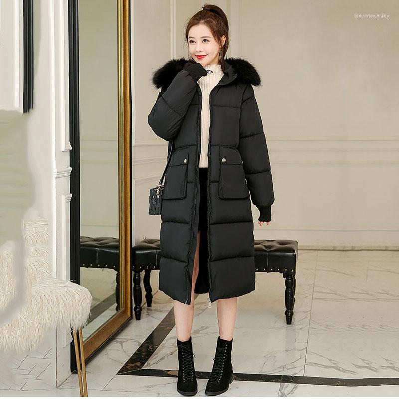 

Women's Trench Coats Hoodie Winter Jacket Women Plus Size Womens Parkas Thicken Outerwear Solid Hooded Short Female Slim Long Section Hoody, Black