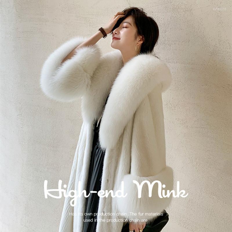 

Women' Fur 2022 Winter Women' Mink Coat Female Solid Slim High Quality Long Thick Warm Women Casual Puls Size Xk13-08, White