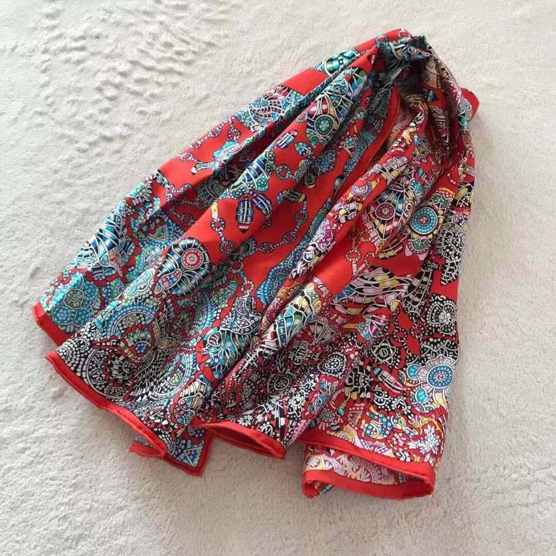 

Scarves 2022 Arrival Spring Summer Classic Pure Silk Scarf Twill Hand Made Roll 90 Cm Shawl Wrap For Women Lady Gift