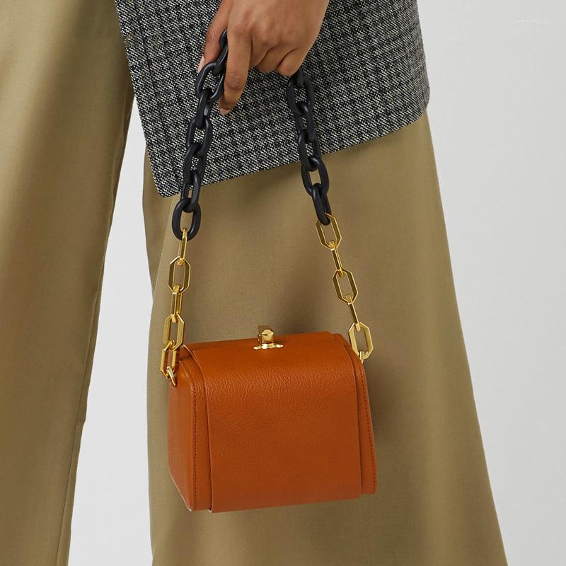 

Evening Bags PU Leather Women Fashion Niche Simple Chain Shoulder Bag Square Box Handbag 01-SB-xffhmn