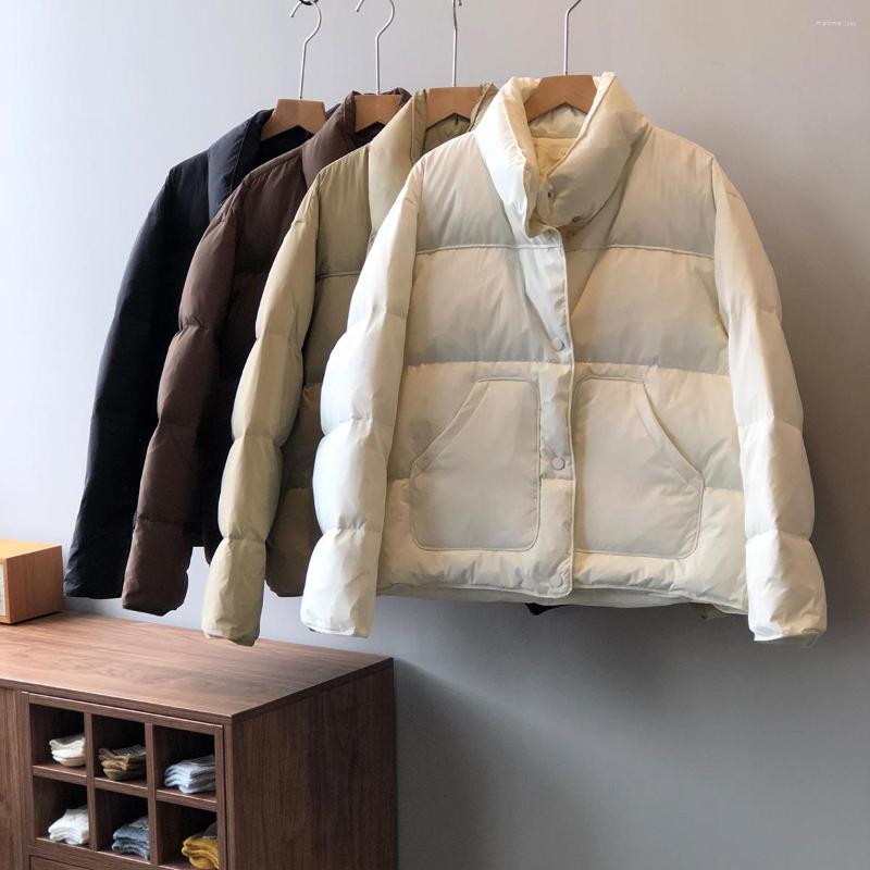 

Women's Trench Coats 2022 Women Winter Thick Warm Coat Long Sleeve Stand Collar Down Casaco Feminino, Beige