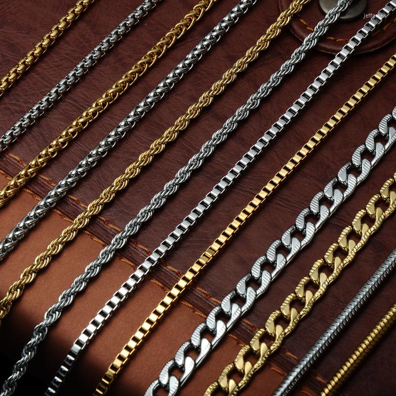 

Chains 3mm Wide Stainless Steel Chain Cuban Link Chokers Necklace For Mens Jewelry Silver Plated Solid Metal Fashion