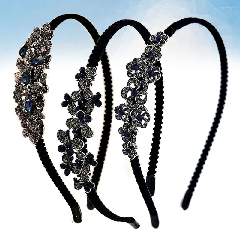 

Bandanas Headband Hair Rhinestone Hoop Fashion Classical Women Headbands Chinese Black Flower Style Crystal Womens Pearl Beaded Hairpiece