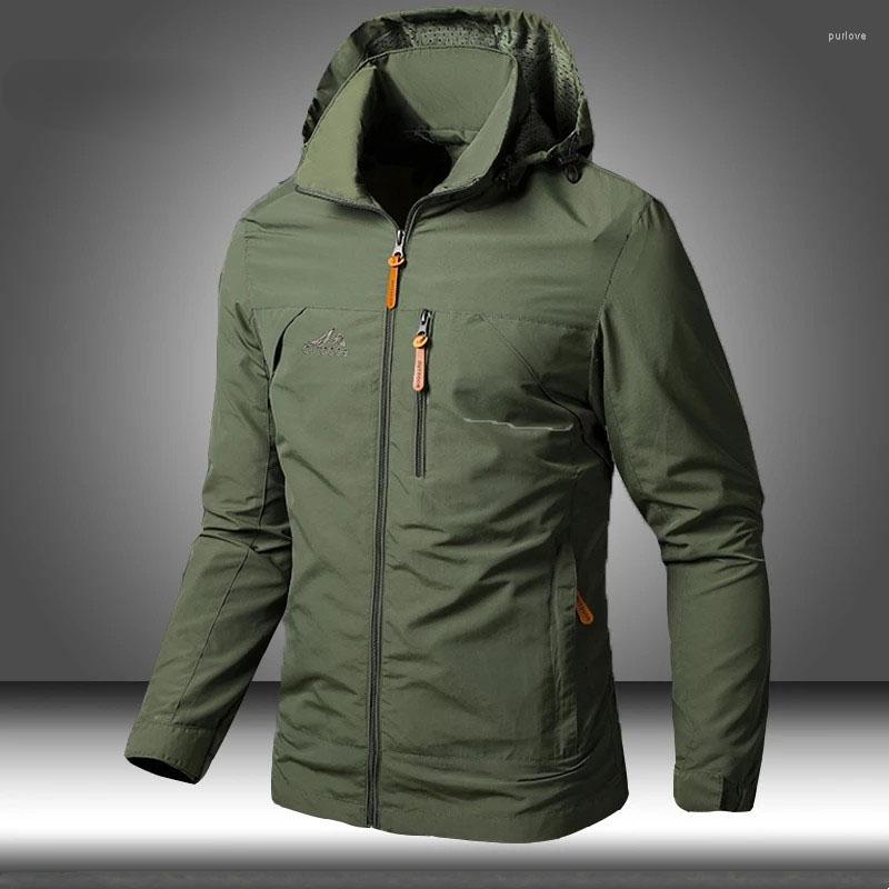 

Men's Jackets Men's Waterproof Windbreaker Bomber Military Hooded Combat Male Autumn Outdoor Hiking Biking Outwear Coats, Army green