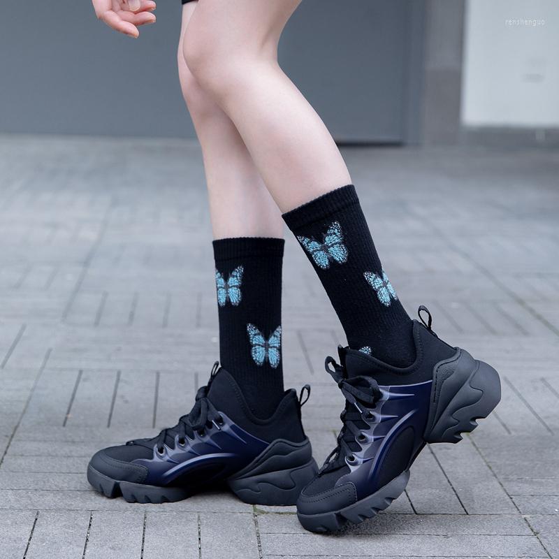 

Women Socks Lolita Butterfly Pattern JK Purple Female Ins Korean Style Cotton Streetwear Harajuku Hip-Hop Crew, 14