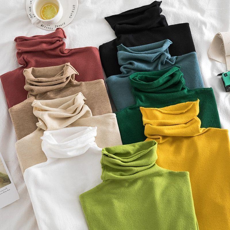 

Women' Sweaters -Coming Autumn Winter Top Solid Pull Femme Pullover Thick Knitted Women' Turtleneck Oversize Women Sweater, Khaki