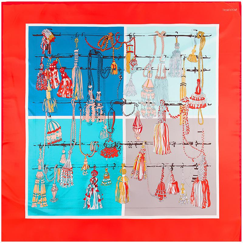 

Scarves Fashion Twill Silk Women Scarf 130 Rope Fringed Print Square Wraps Brand Quality Gift Large Shawls