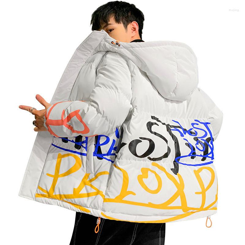 

Men's Down Cotton Men 2022 Winter Casual Jacket Tide INS Loose Fashion Pad Thick Clothes, Black