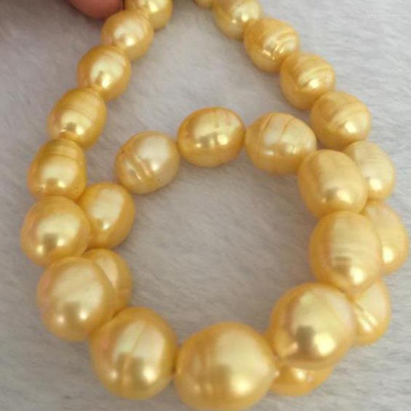 

Chains 13 -14mm South Sea Baroque Gold Pearl Necklace 18"