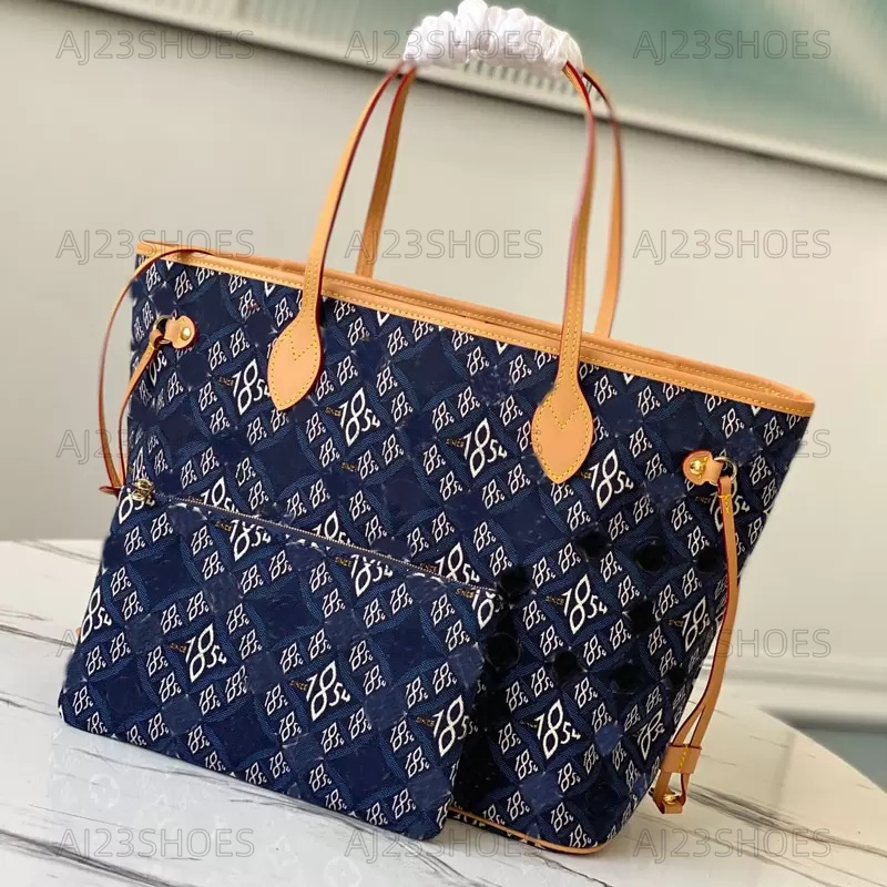 

Denim 1854 Totes Womens Shoulder Bag Leather Handbags Wallet 2pcs Set Classic Letter Large Capacity women shopping bags, 01