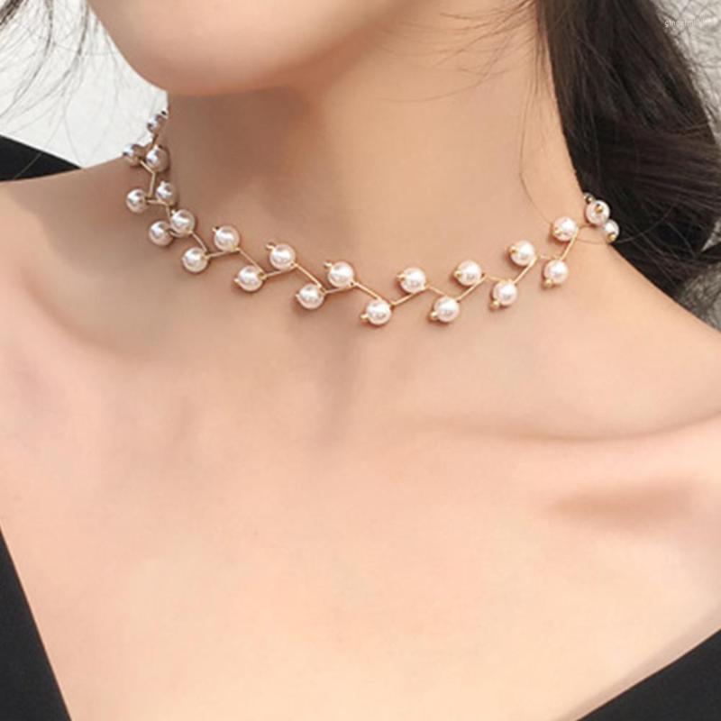 

Choker 2022 Korean Fashion Simple Necklaces For Women Girls Elegant Pearl Short Necklace Party Wedding Jewelry Sexy Gifts