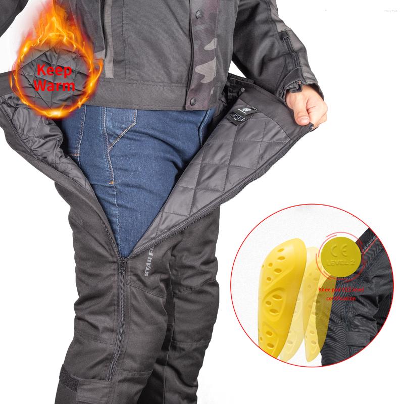 

Motorcycle Apparel Men Pants Quick Take-off Winter Splash-proof CE Protection Armor Warm Cotton Liner Black Ski Wear Motor Accessories