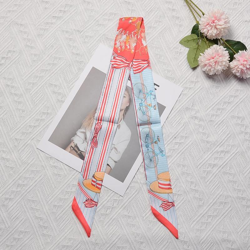 

Scarves 2022 Silk Scarf Summer Simulation Hair Accessories Tied Bag Handle Small Streamer Headband Ladies Neck Shawl
