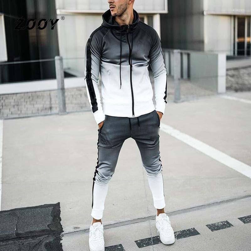 

Men's Tracksuits Sweatsuits For Men Joggers Two Piece Suit Streetwear Autumn Winter Men's Cardigan Casual Hooded Gradual Color Zipper, Black