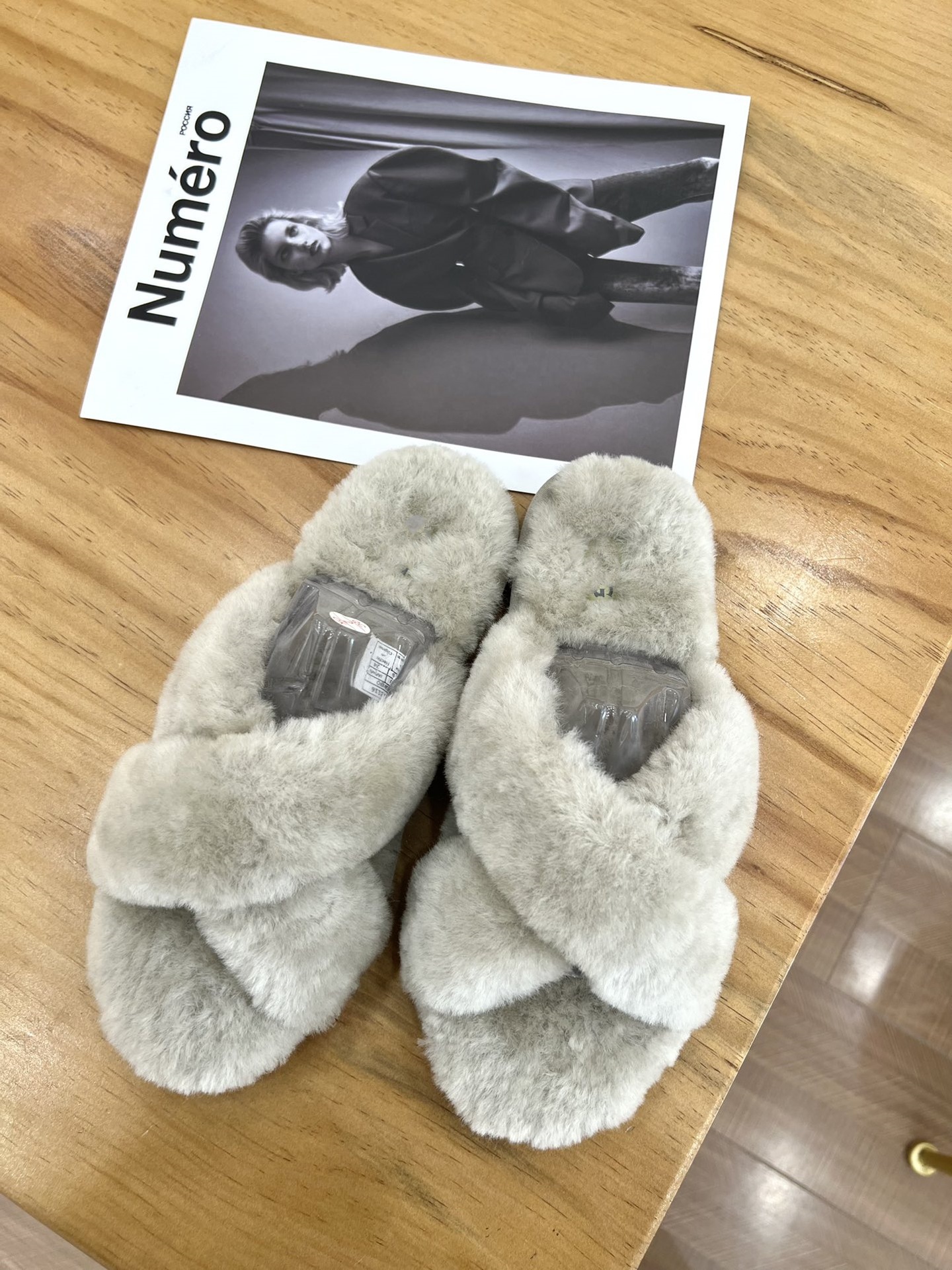 wool slippers Designer uGGity women shoes teddy bear half dragging thick bottom off-toe slipper