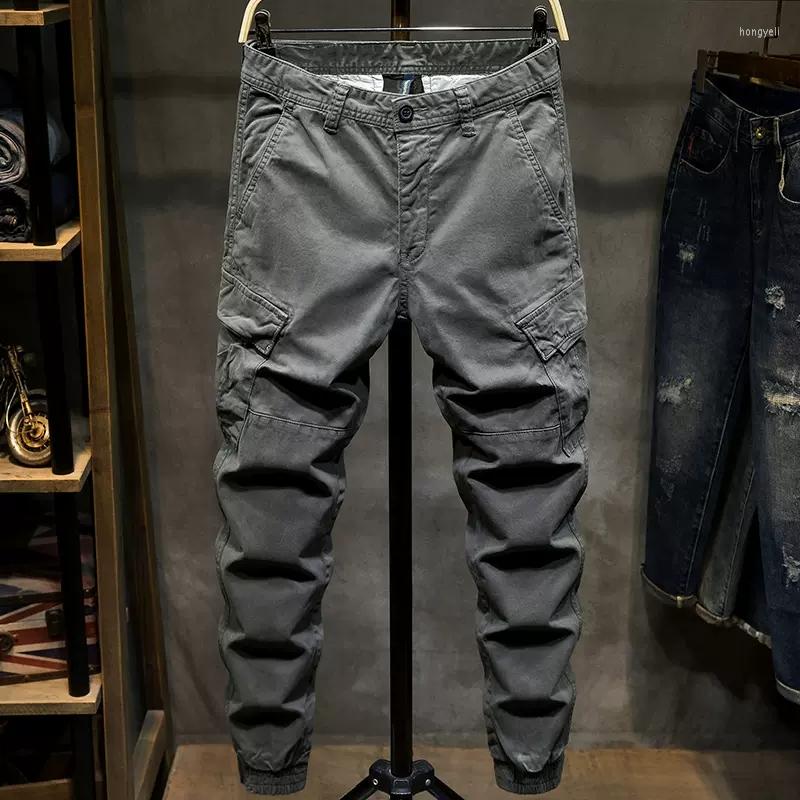 

Men's Pants Autumn Men Black Grey Cargo Casual Street Pockets Long Pencil Youth Fashion Solid All Match Trousers 2022