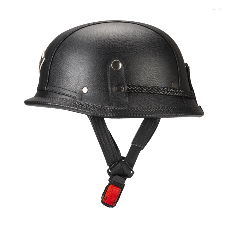 

Motorcycle Helmets Retro Helmet World War2 M35 Half Face Soldier Cascos Para Moto Dot Approved, Brown leather