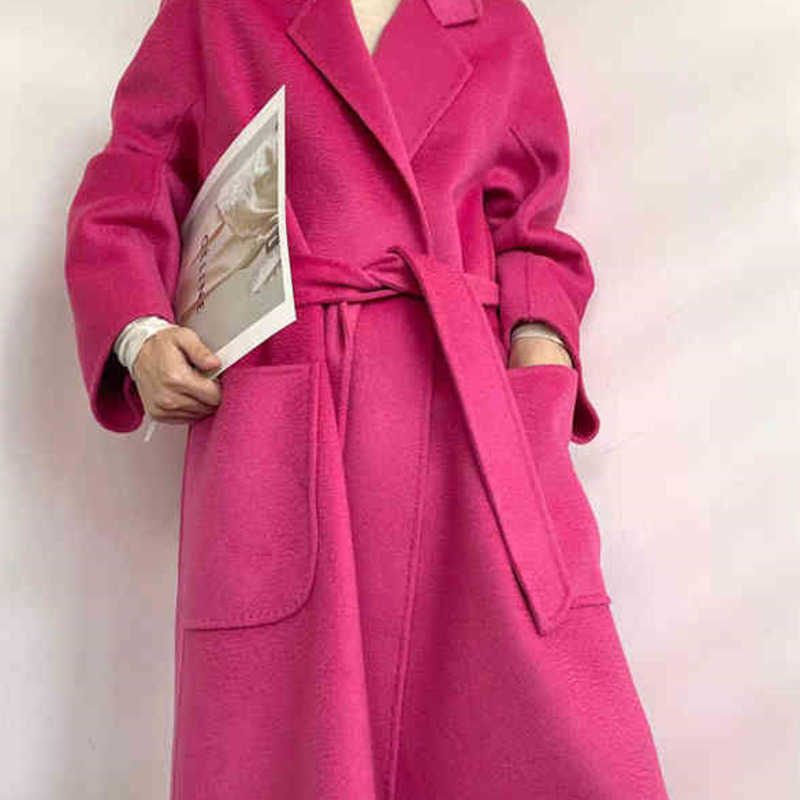 

Womens wool coat Max designer woolen coats Wool double-sided long jacket autumn winter warm women loose large pocket windbreaker, Pumpkin color