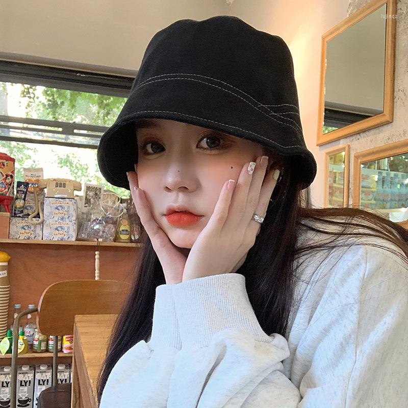 

Berets Women Suede Irregular Bucket Hat Korean Autumn Winter Plain Fisherman Hats Fashion Line Panama Basin Cap Sunbonnet Femala Gorras