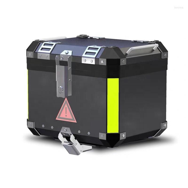 

Motorcycle Helmets 43 Liter Black/Silver Aluminum Motorbike Storage Luggage Top Case Tail Box, Picture shown