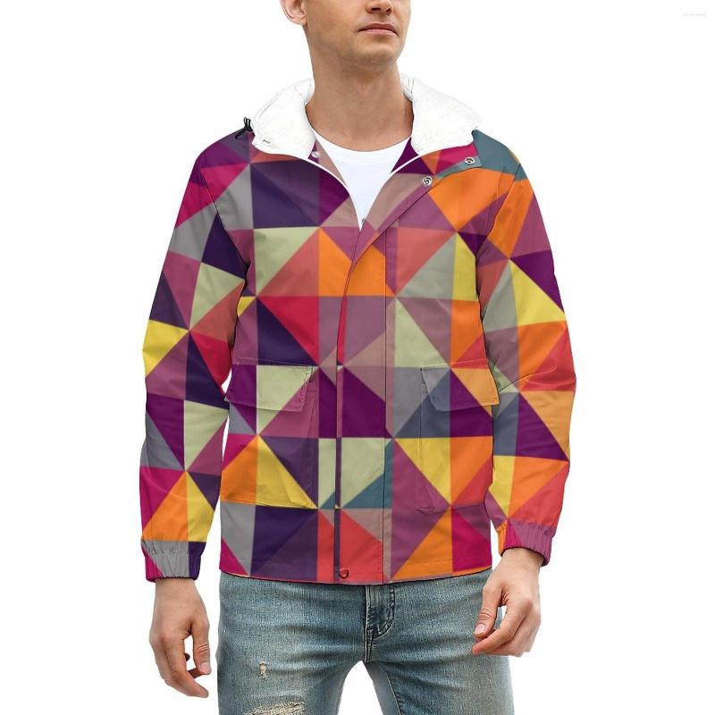 

Men' Jackets Geo Print Winter Colorful Modern Thick Casual Coats Mens Waterproof Loose Windbreakers Custom Big Size Jacket, Style-2