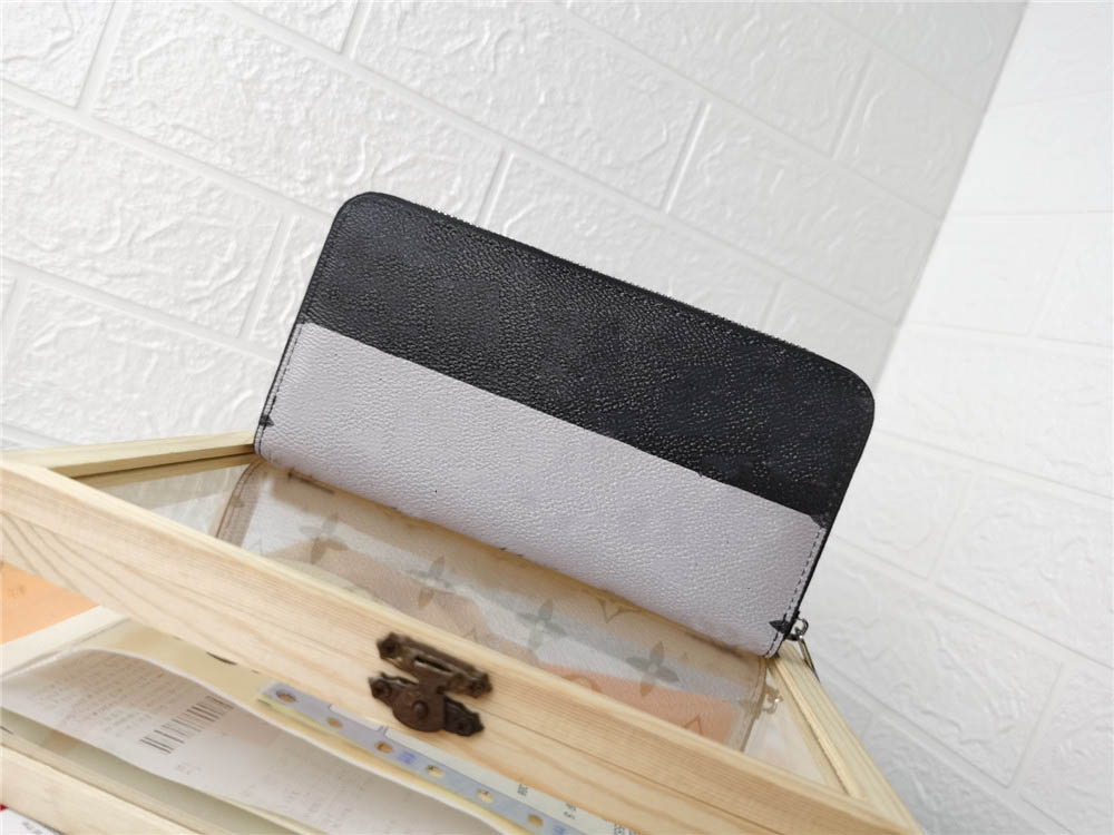 

ashion Women mens Luxury Designer Wallet Genuine Leather Wallet Single Zipper Wallets Ladies Long Classical Purse Card Holder M60017, Black+white flower