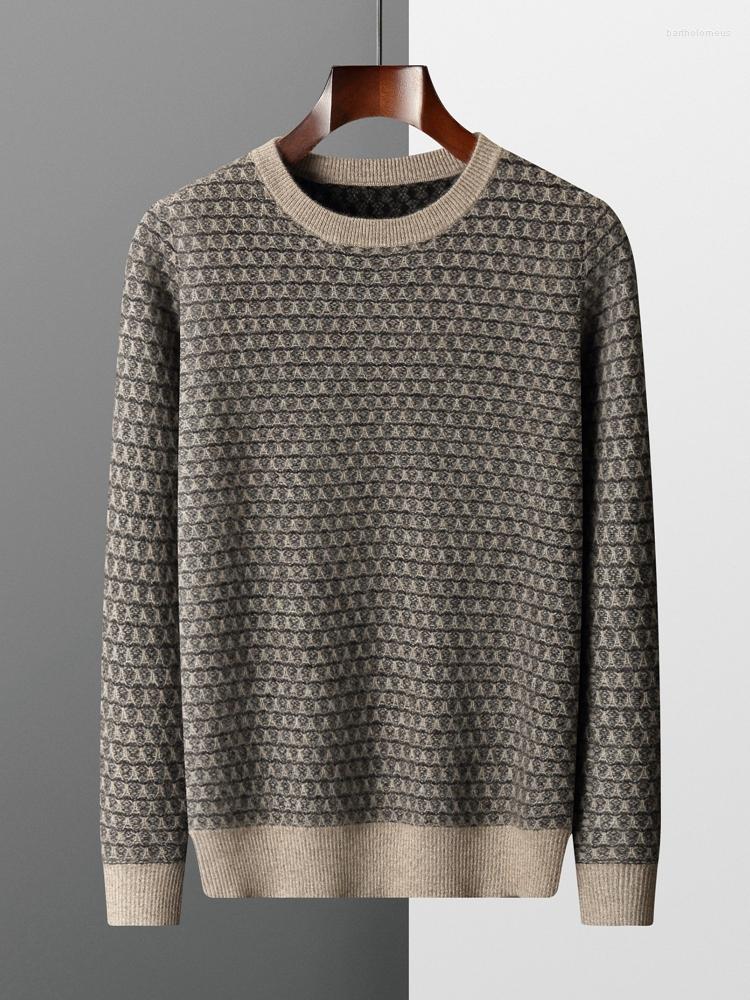 

Men' Sweaters Zocept Winter High Quality Natural Cashmere Sweater For Men Casual Vintage Korean Knitted Jacquard Thick Warm Pullover, Gray