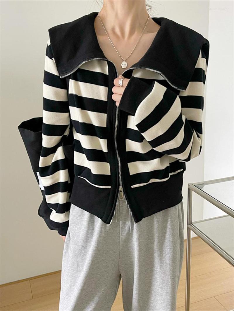 

Women's Knits HziriP Preppy Style Classic Women Knitwear Coats OL Work Wear 2022 Elegant Fashion Loose Autumn Zipper Vintage Slim Sweaters, Photo color