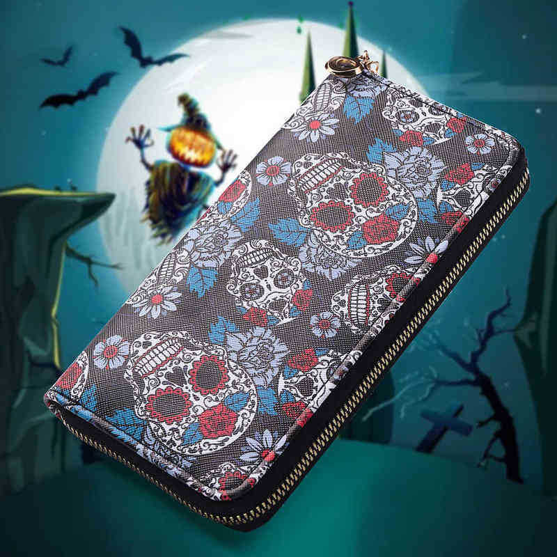 

Designer wallets HBP Halloween Wallet New Ghost Festival Creative Skull Printed Wallet Large Capacity Handbag Zipper Bag 220805, Fn11169