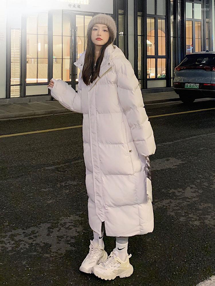 

Women's Trench Coats 2022 Solid Color Long Straight Winter Coat Casual Women Parkas Clothes Hooded Stylish Jacket Female Outerwear, Beige