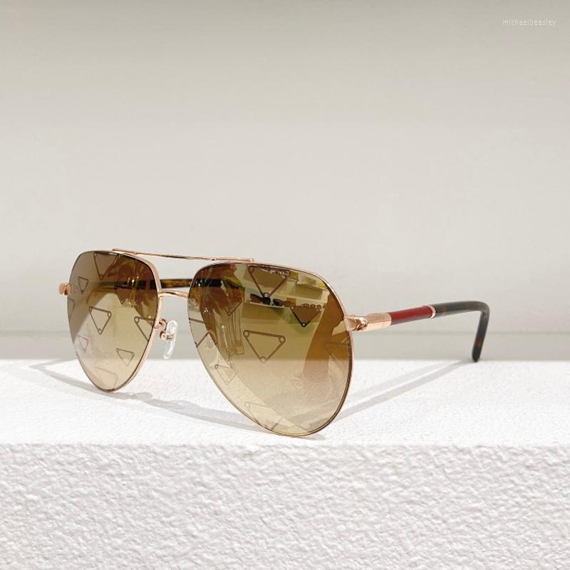 

Sunglasses Gold Metal Frame Tear Drop Pilot Men Fashion Driving Holographic Mirrored