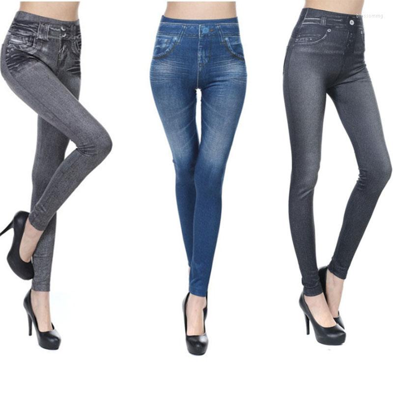

Women's Jeans Fashion Women's Leggings Faux Denim Sexy Elastic Jeggings Soft Casual Thin Pencil Pants Stretch Well Fitness Fake Pockets, Gray