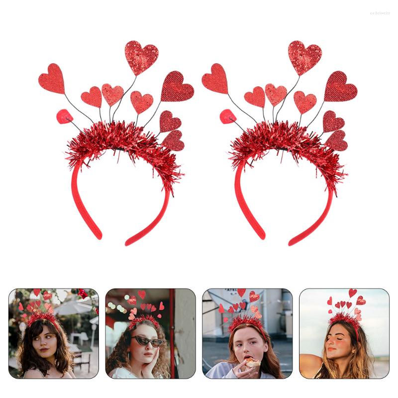 

Bandanas 2Pcs Lovely Valentine's Day Head Hoops Girls Heart Shape Headbands Hair