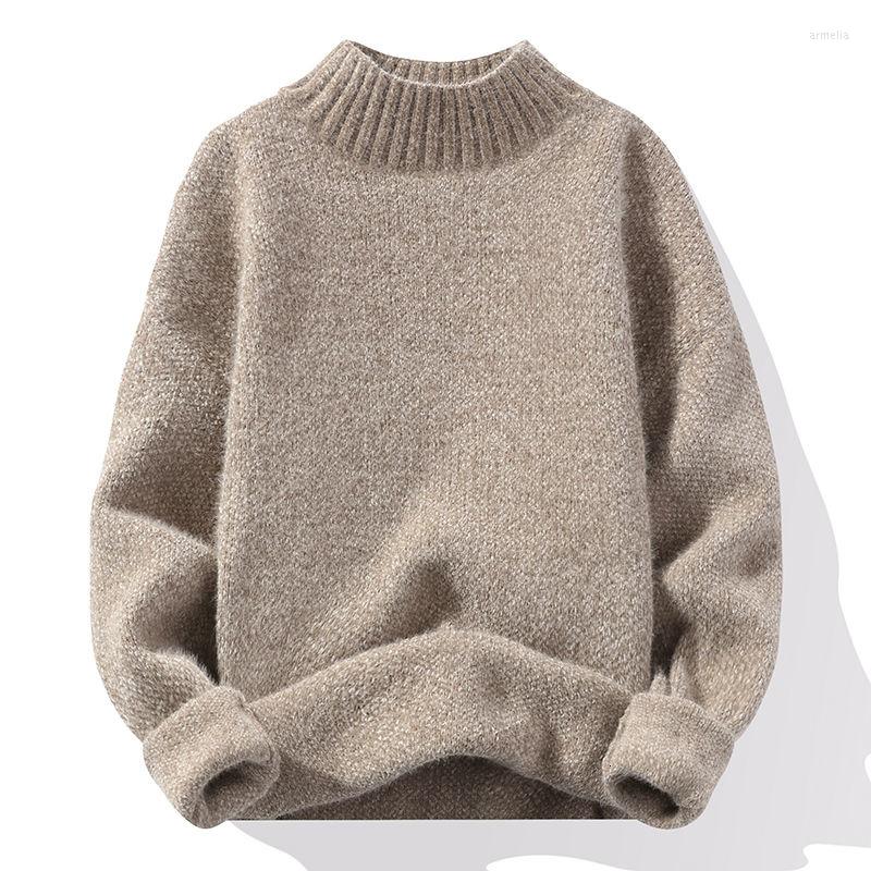 

Men's Sweaters Men's Mink Sweater Thickened Autumn Winter Korean Fashion Semi High Neck Knitted Warm Inside Take Package Mail 2022, Black