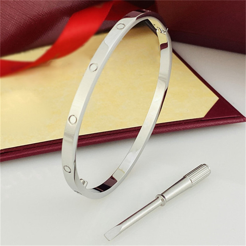 

Luxury Bracelet Women Screwdriver Bangle fashion designer bracelets Jewelry Crystal Silver Wristband Cuff Letter bangles Stainless steel Wedding Lovers Gift