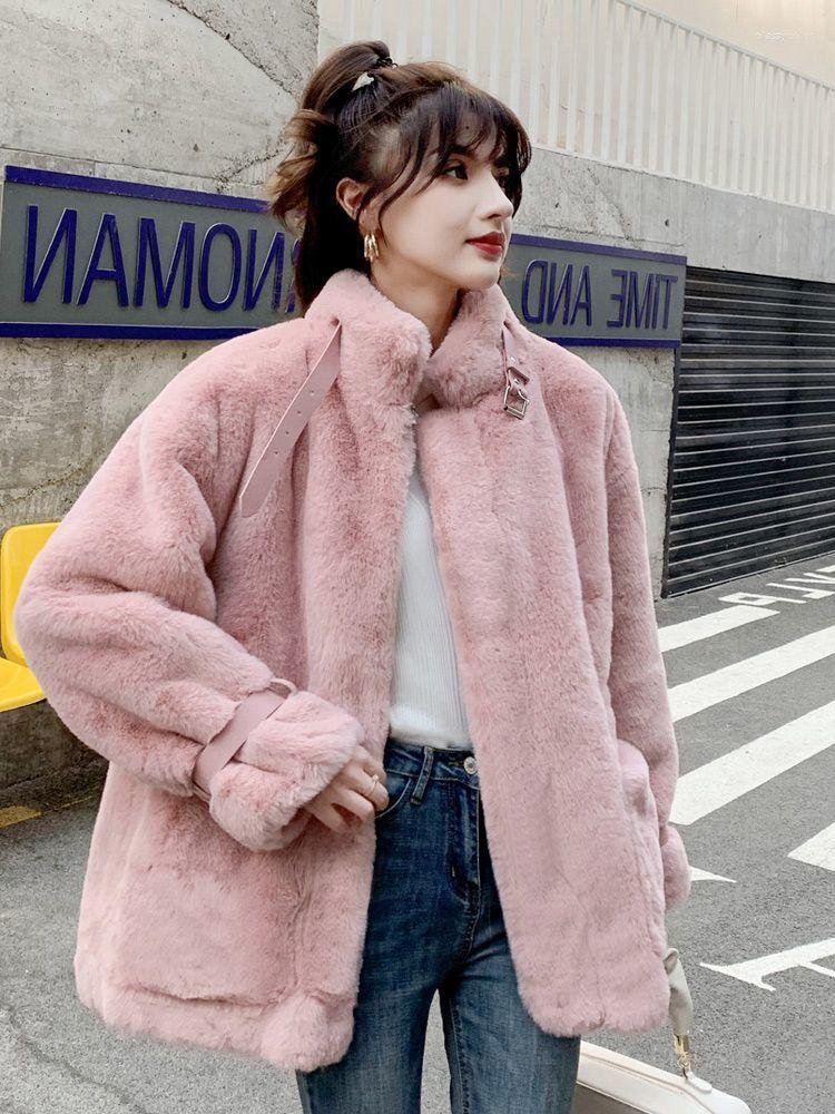 

Women' Fur 2022 Jacket Women Faux Coat Loose Long Sleeve Leopard Mandarin Collar Female Autumn And Winter Warm Femme H142, Baowen