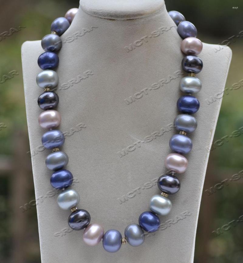 

Choker Z11651 17"-24" 20mm Egg Gray Purple South Sea Shell Pearl CZ Necklace