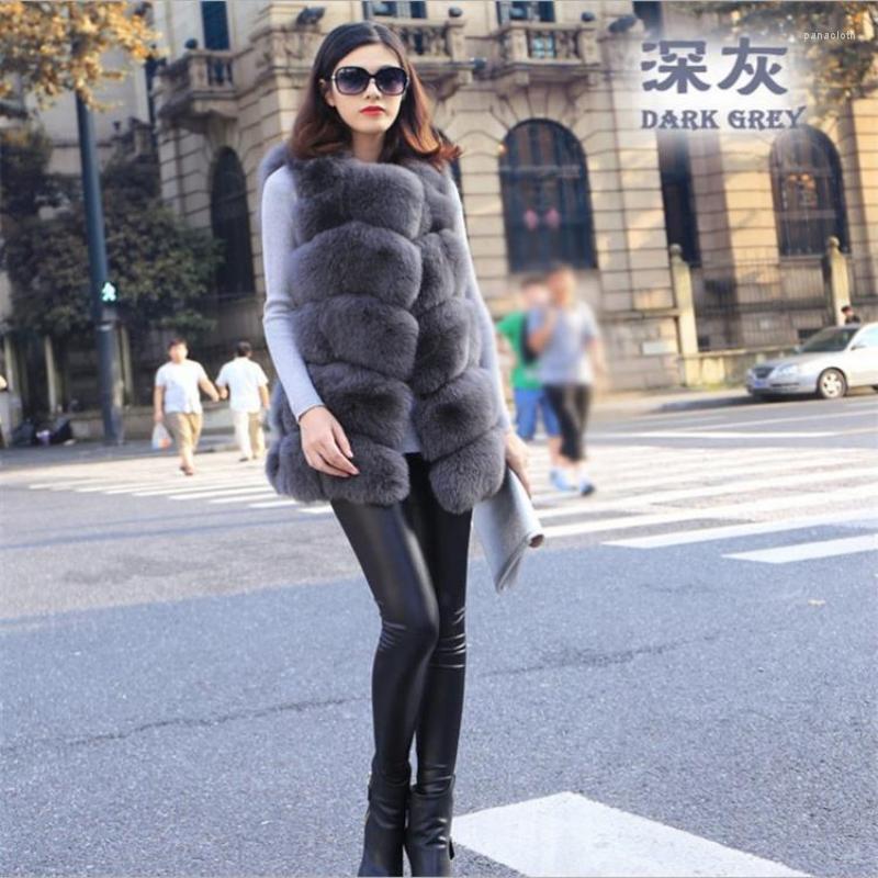 

Women's Fur High Quality Faux Vest Coat Luxury Warm Women Outer Winter Sleeveless Fashion Ladies Jacket, Blue