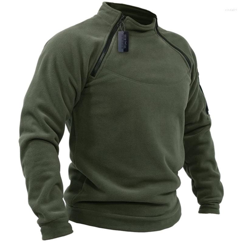 

Men' Jackets Men' Tactical Outdoor Jacket Hunting Clothes Warm Zippers Fleece Pullover Man Windproof Spring Winter Coat, Green