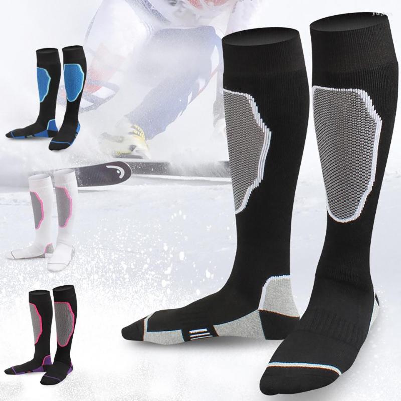

Sports Socks High Quality Outdoor Adult Stockings Cold And Warm Ski Special Wear-Resistant Thick Towel Bottom For Skiing, Women purple black