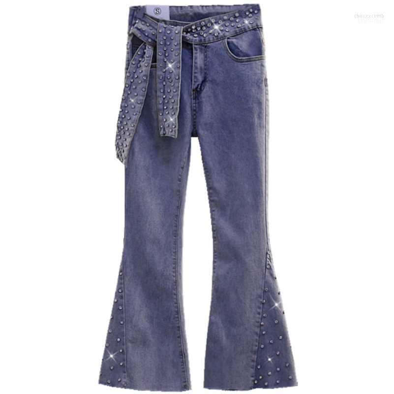 

Women' Jeans Women' 2022 Spring Autumn Fashion Diamond Women Slim Fork Denim Pants Girl Ladies Casual Flare, Blue