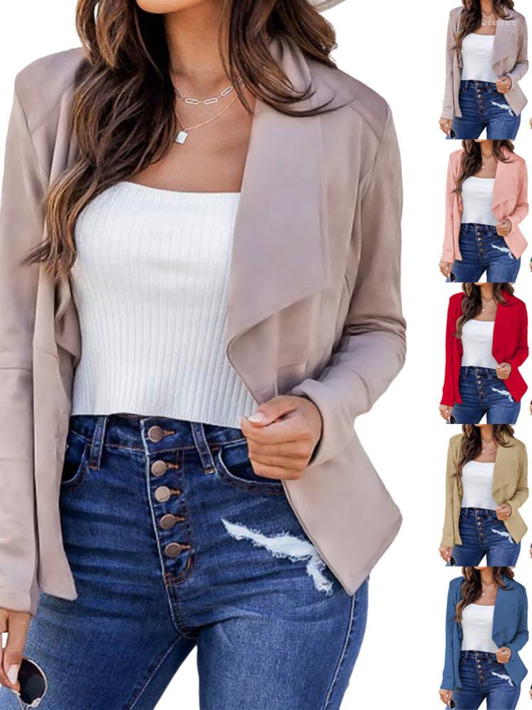 

Women's Suits Women's Blazer Temperament Solid Color Casual Turn-Down Collar Fashion Blazers Business Office Lady Outerwear Clothes, Wine