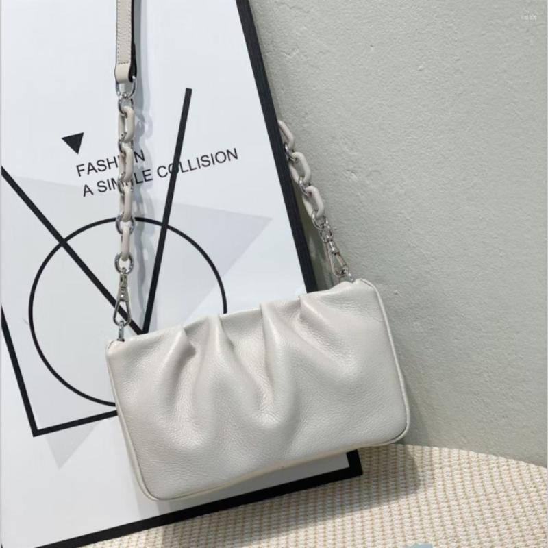 

Evening Bags Spring Brand Design Women's Cloud Genuine Leather Fashion Chain Niche Shoulder Bag Cowhide All-match Crossbody, Black