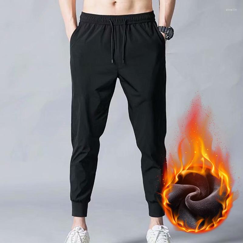 

Men's Pants Men's Plus Fleece Trousers Sportwear Jogging Elastic Waist Zipper Pocket Thick Streetwear Winter