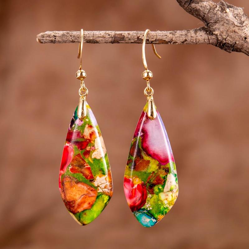 

Dangle Earrings Living Color Stones Dangled Hook Ladies Novelty Jewelry