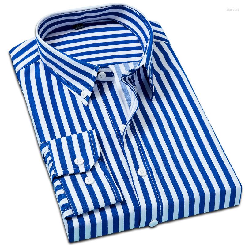 

Men' Casual Shirts 2023 Spring Men Stripe Print Shirt Slim Long Sleeve 3XL, Picture shown