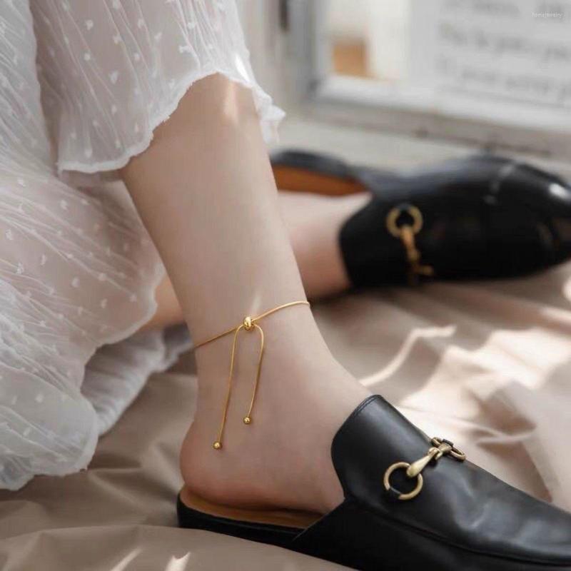 

Anklets Adjustable Slider Snake Chain Bracelet Bangle For Girls Women Stainless Steel Jewelry Findings Rose Gold Silver Color Minimalist