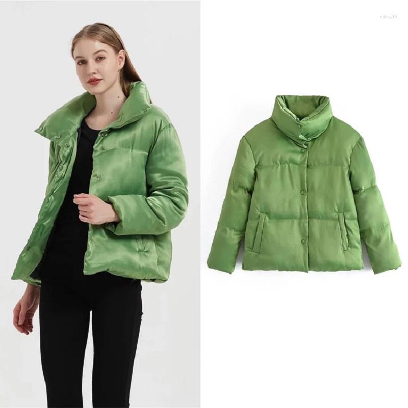 

Women's Trench Coats Winter Green Stain Parkas Women Puffer Jacket Cotton Padded Bread Clothes 2022 Women's Stand Collar Warm Outwear